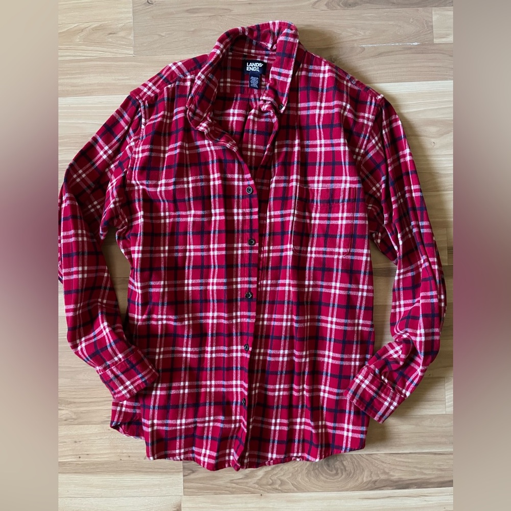 Men’s Lands’ End Flannel — Large